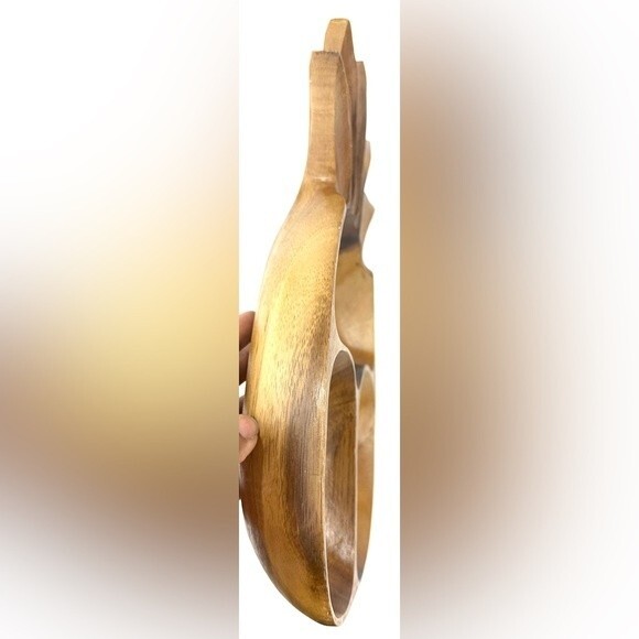 Vintage Monkey Pod Divided Wood Pineapple Serving Tray/Trinket Dish Acacia Wood - Picture 3 of 5